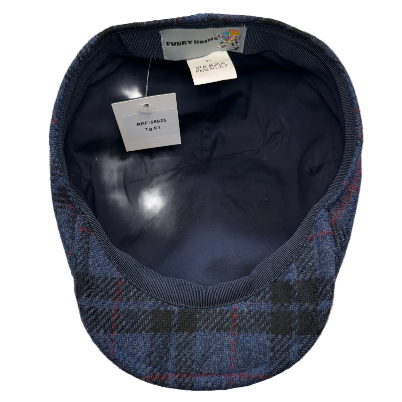 Winchester plaid Newsboy by FunkyBrims. Italian made 100% wool blue and black pattern.