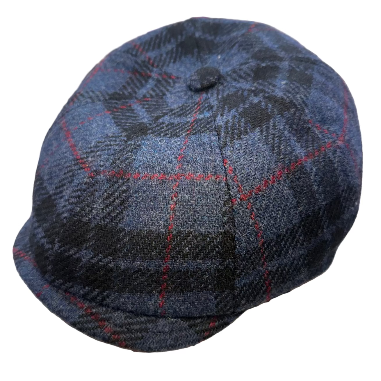Winchester plaid Newsboy by FunkyBrims. Italian made 100% wool blue and black pattern.