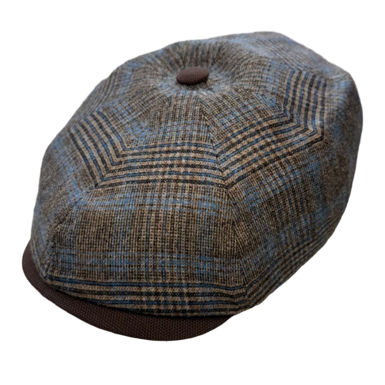 Windsor Check Blue and Brown Newsboy cap by FunkyBrims