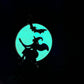 Enamel Pin - Witch And Bat In Front Of Glow In The Dark Moon