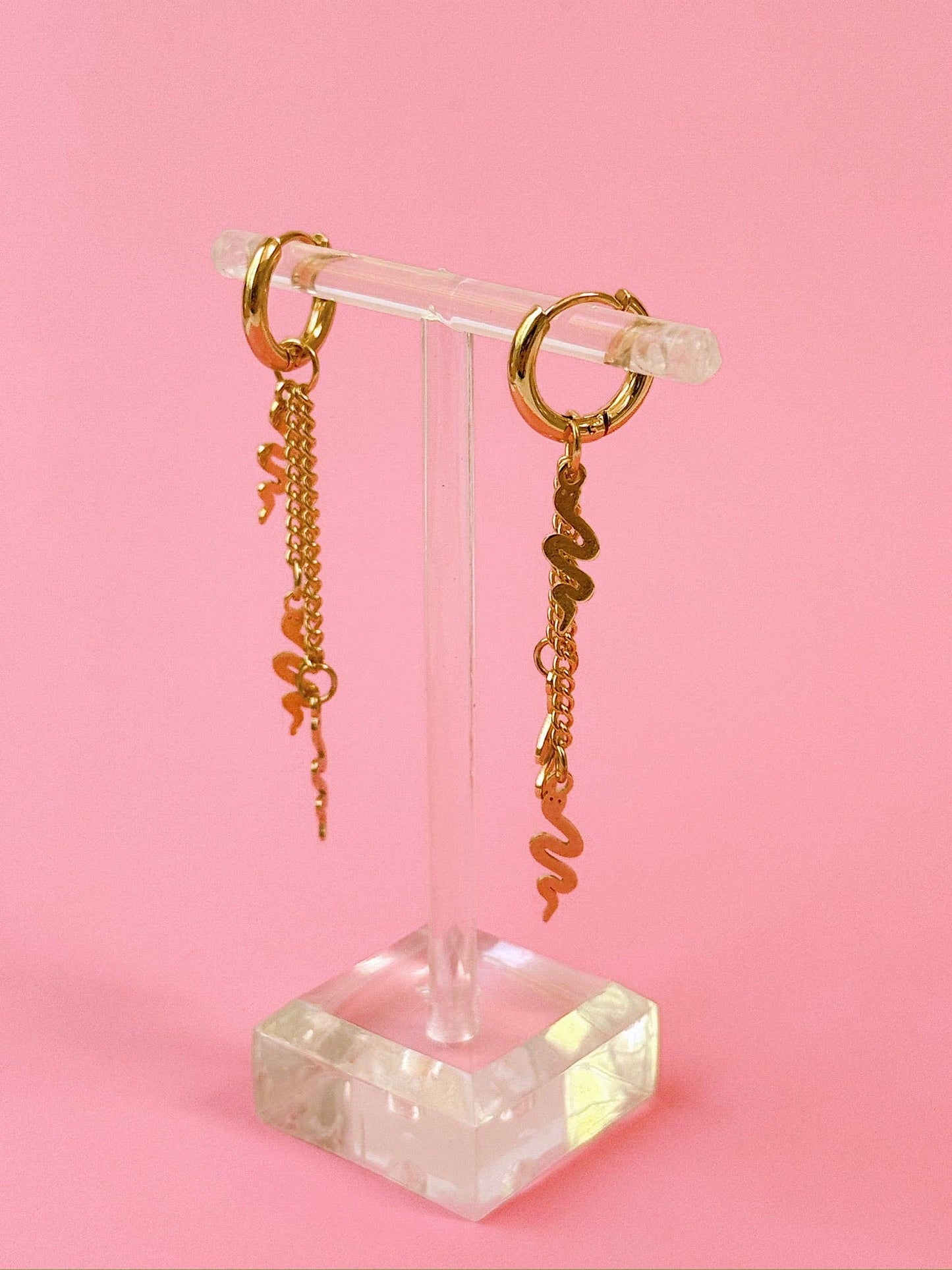 Snake Chain Huggie Dangle Earrings