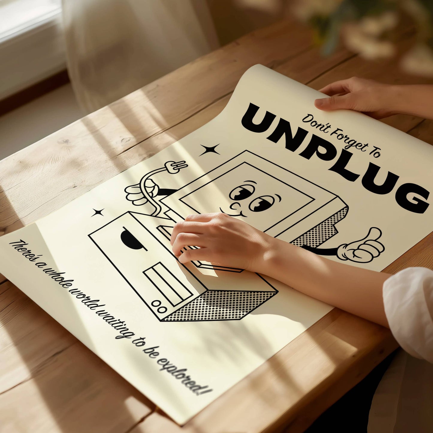 Unplug Computer Retro Art Print