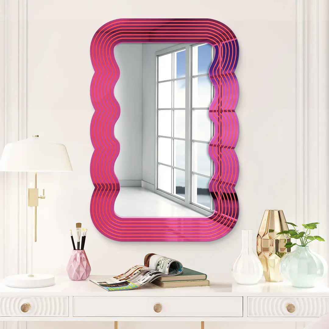 Pink Pop Wave Decorative Mirror