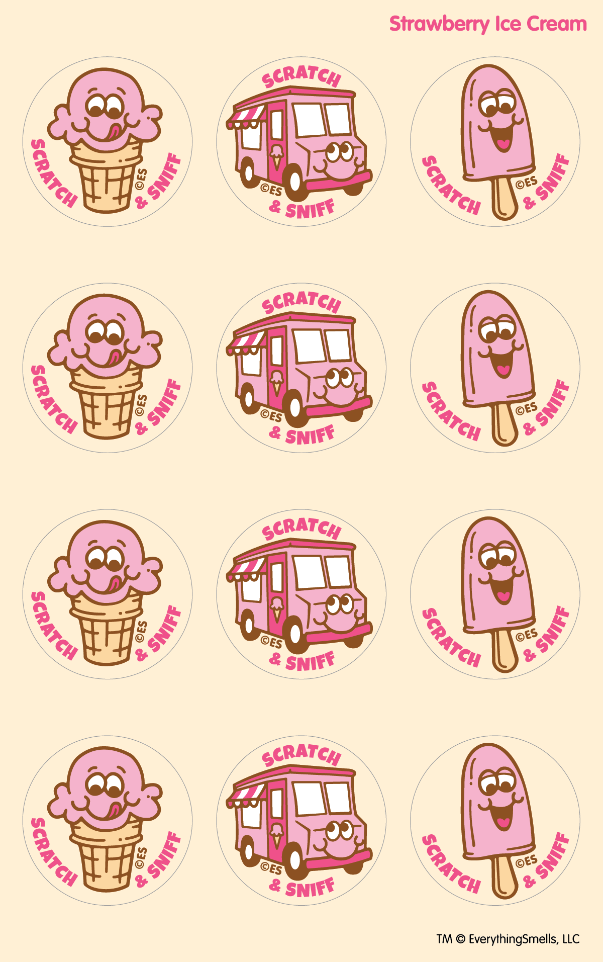 Strawberry Ice Cream EverythingSmells Scratch & Sniff Stickers
