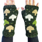Handmade Knit Fingerless Gloves Mushrooms