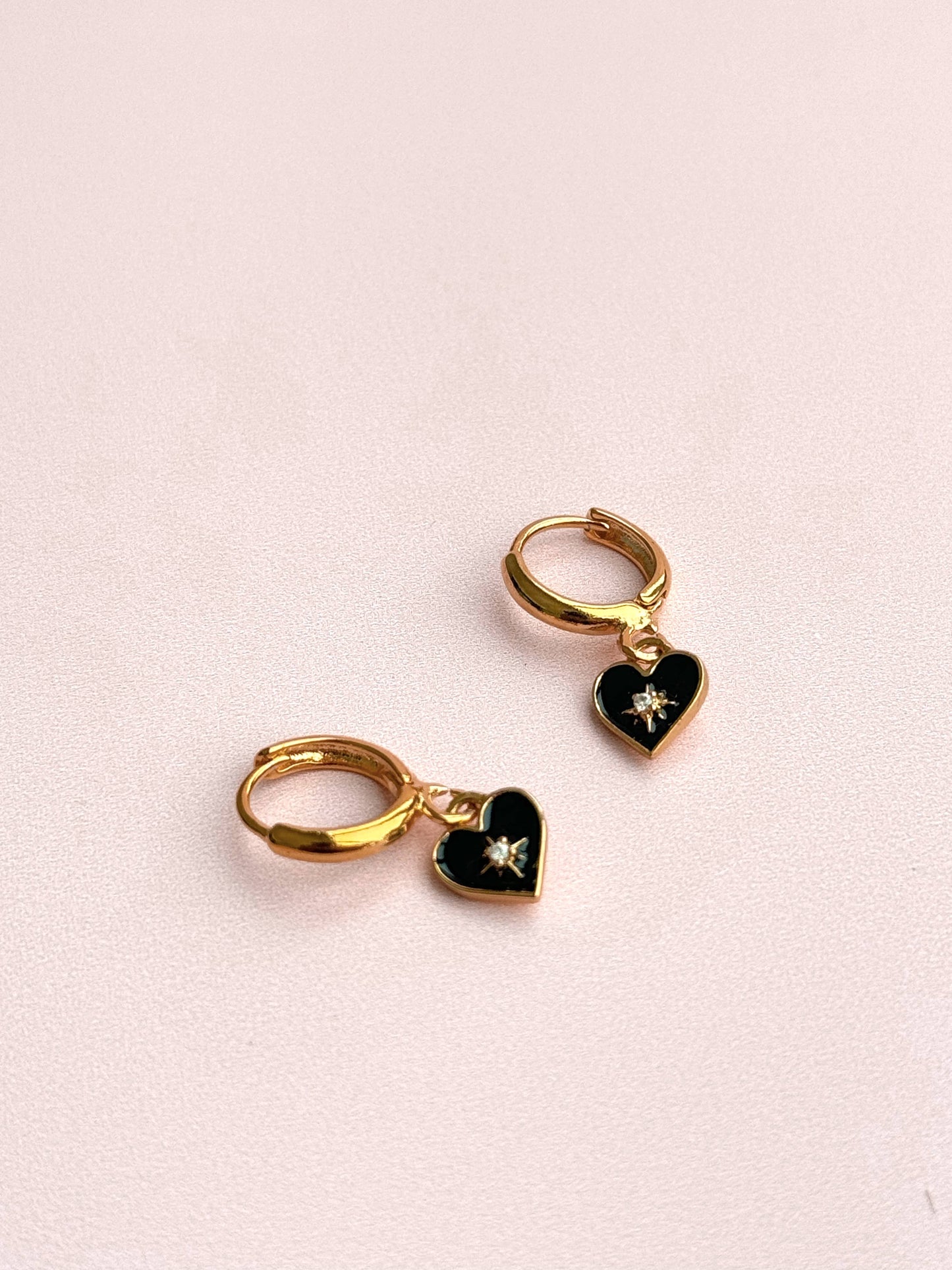 Black Heart Celestial Gold Huggies