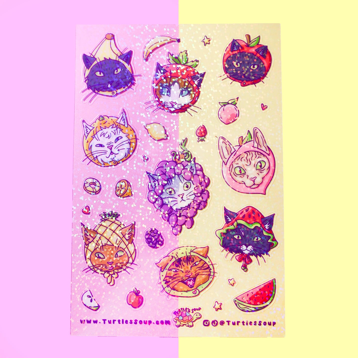 Fruit Hat Cats Vinyl Sticker Sheet