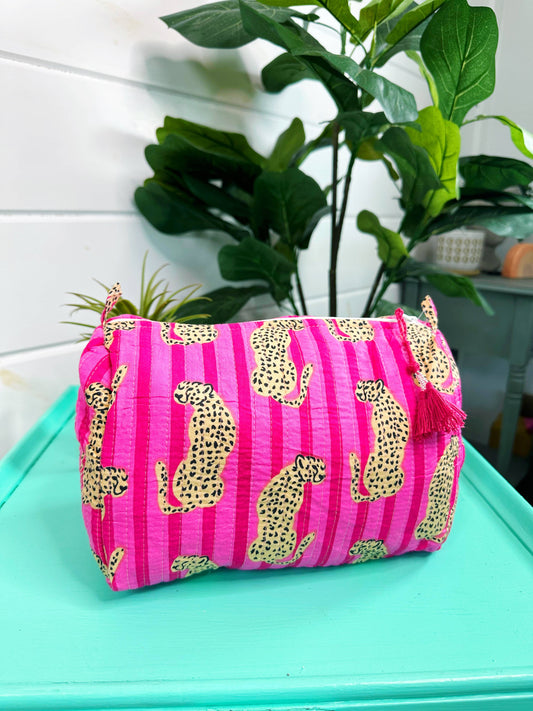 Jaguar Quilted Makeup Bag