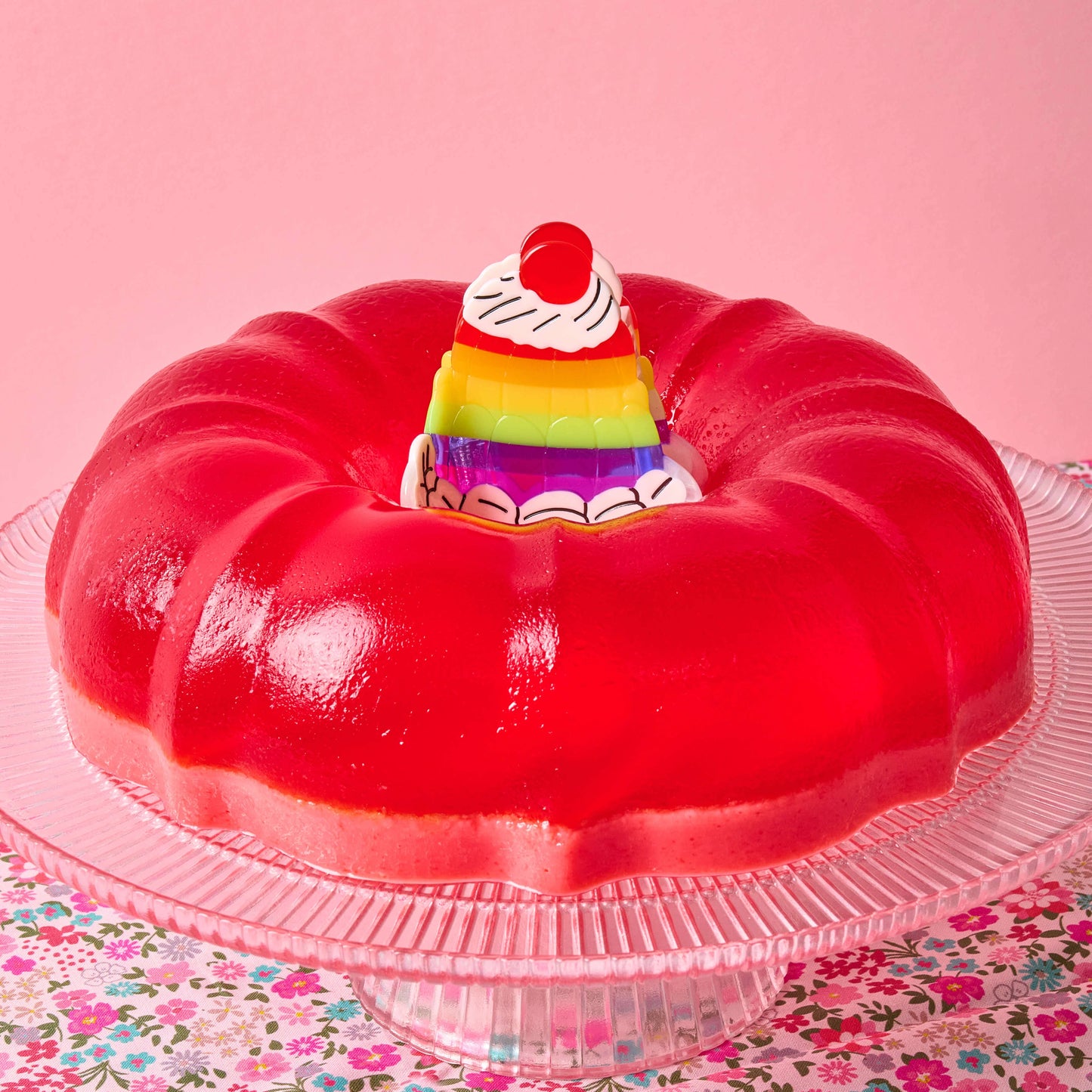 Large Rainbow Jello Cake Hair Claw Clip