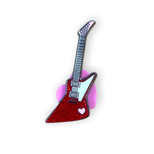 Glitter 80s Electric Guitar Enamel Pin