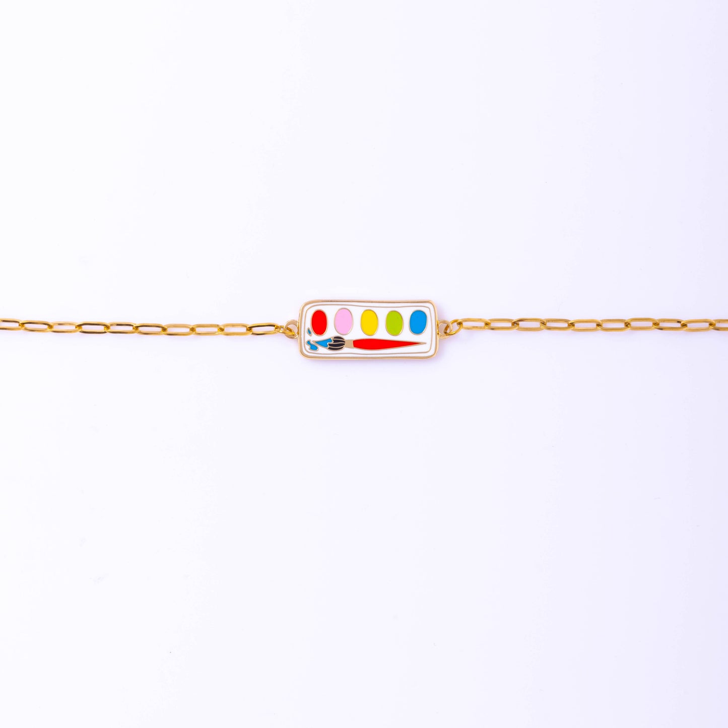 Paint Box Bracelet - 18k Gold Gilt Enamel Jewelry for Artist