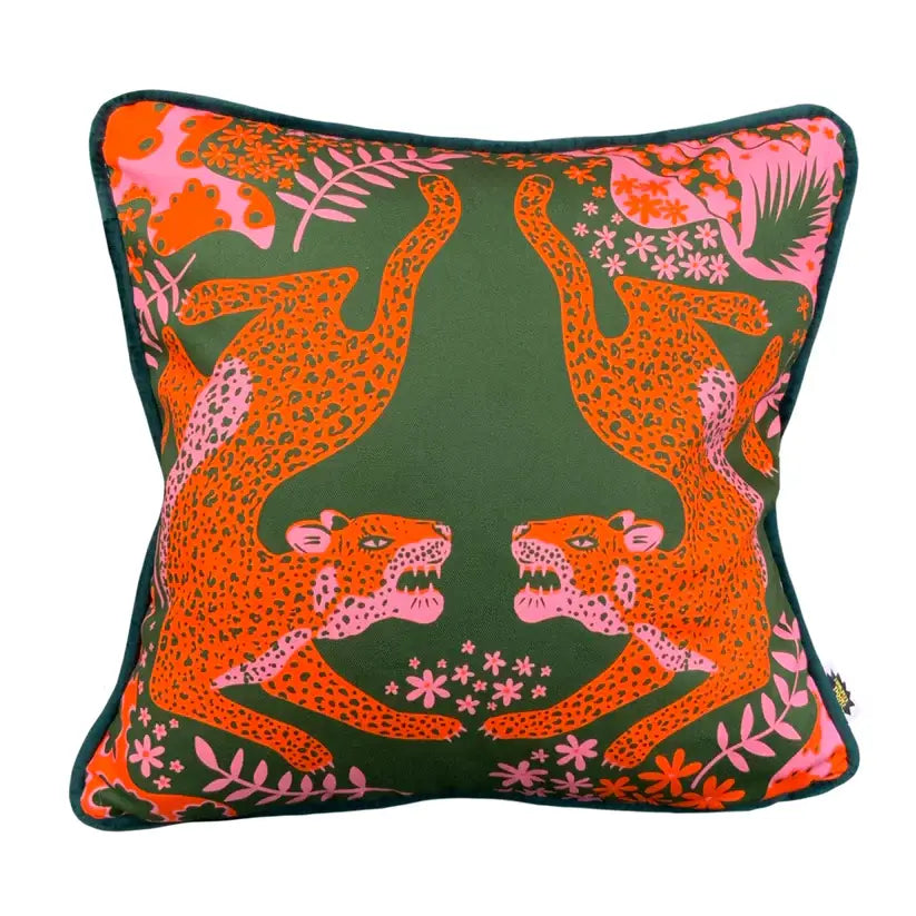 Green Leopards Cushion Cover