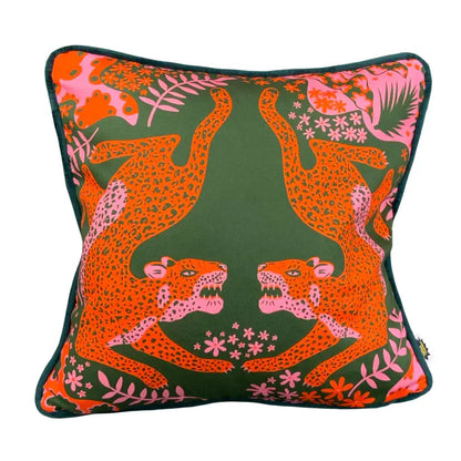 Green Leopards Cushion Cover