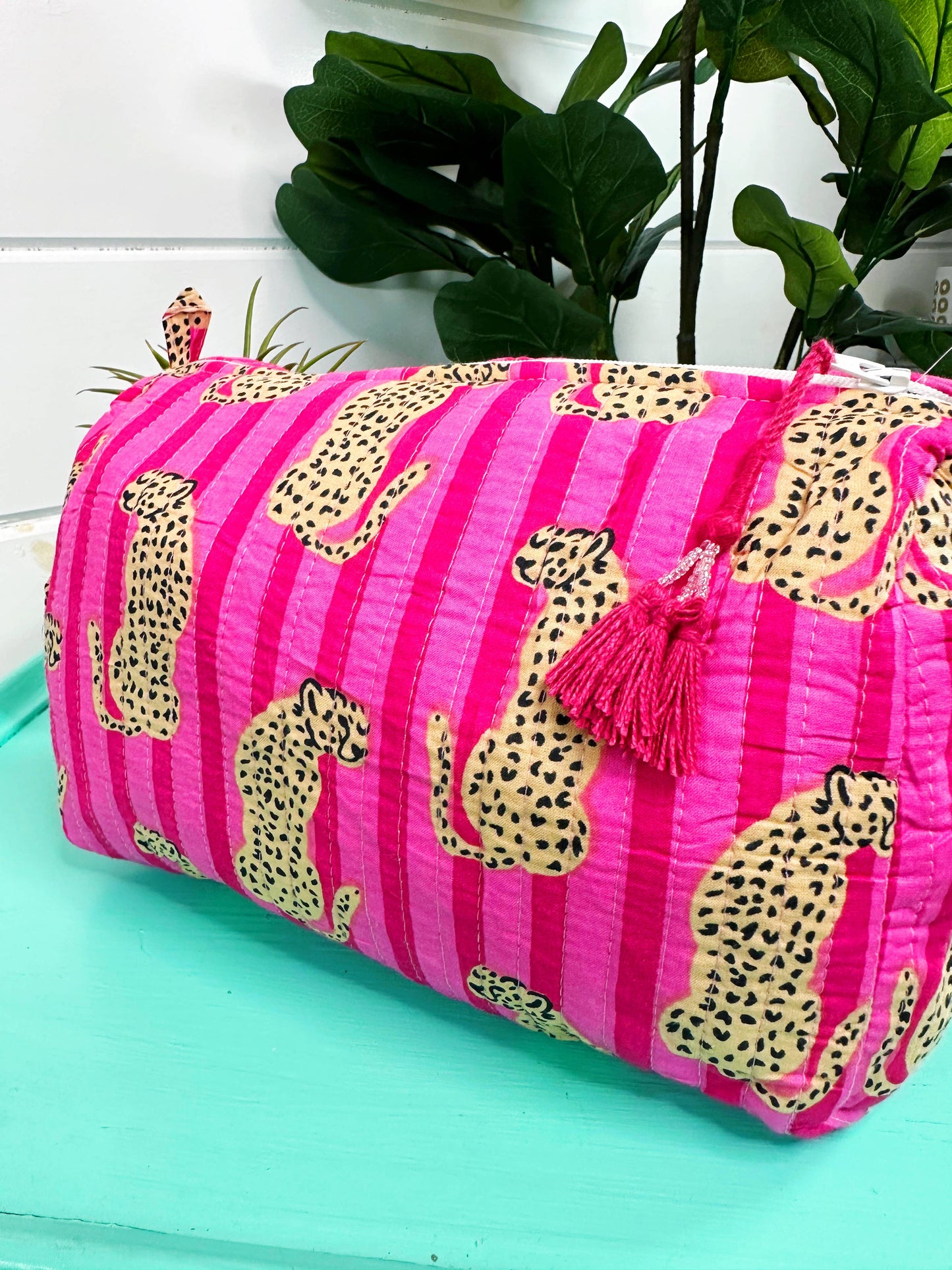 Jaguar Quilted Makeup Bag