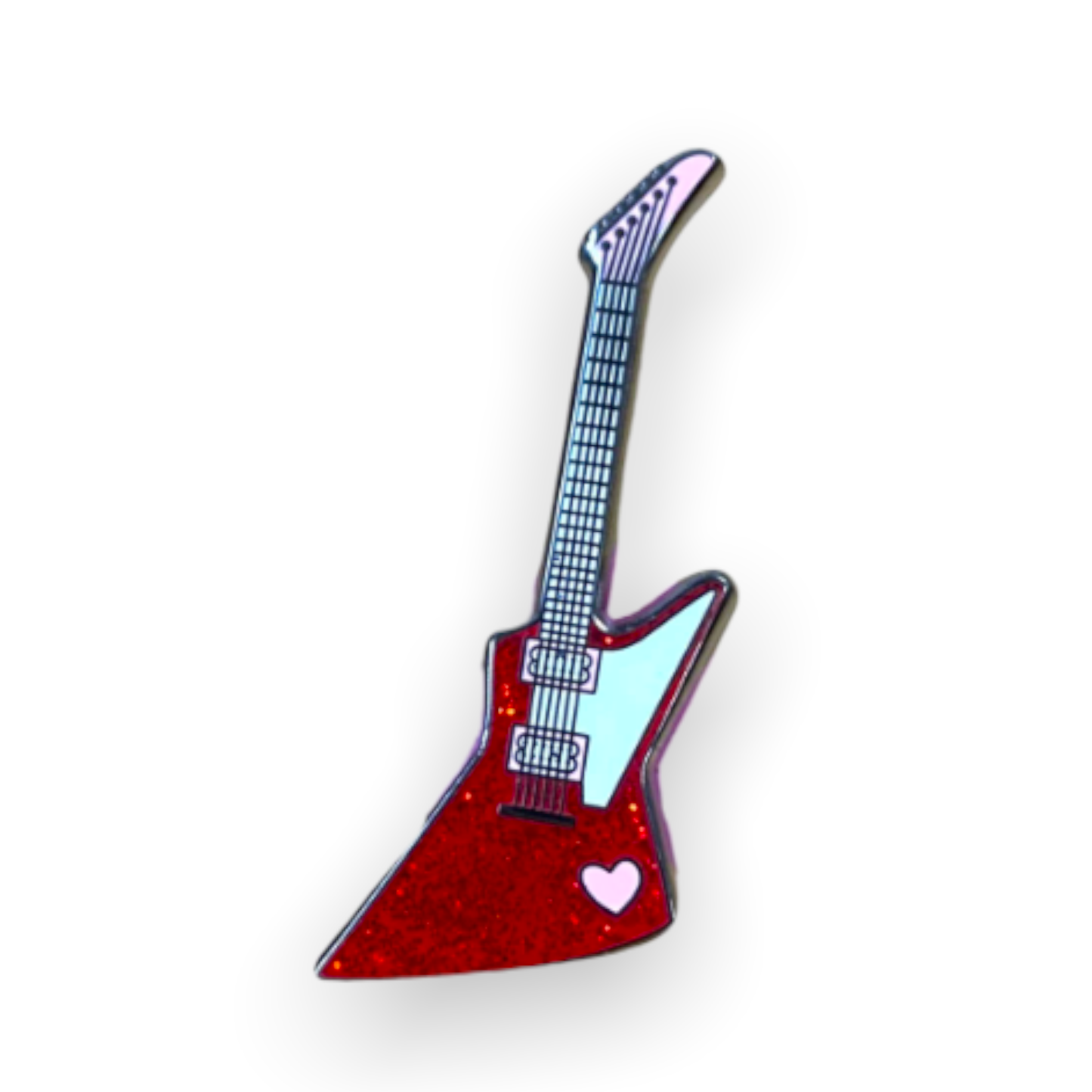 Glitter 80s Electric Guitar Enamel Pin