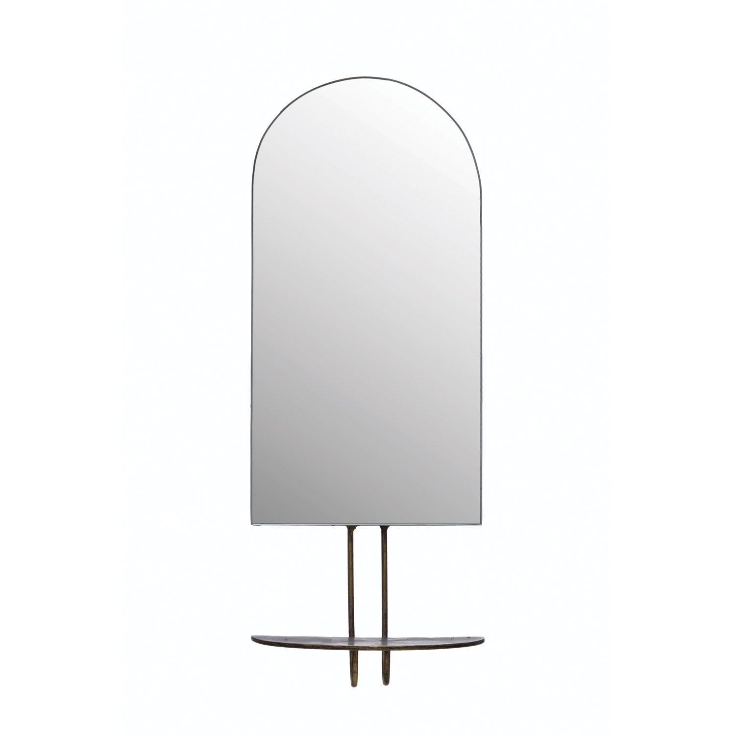 Arched Metal Wall Mirror with Shelf