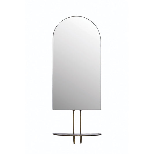 Arched Metal Wall Mirror with Shelf