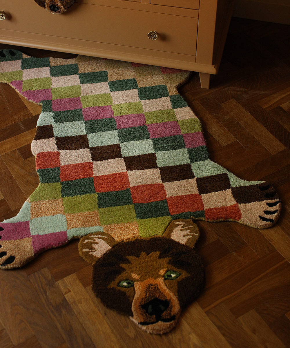 Small Archie Check Bear Rug