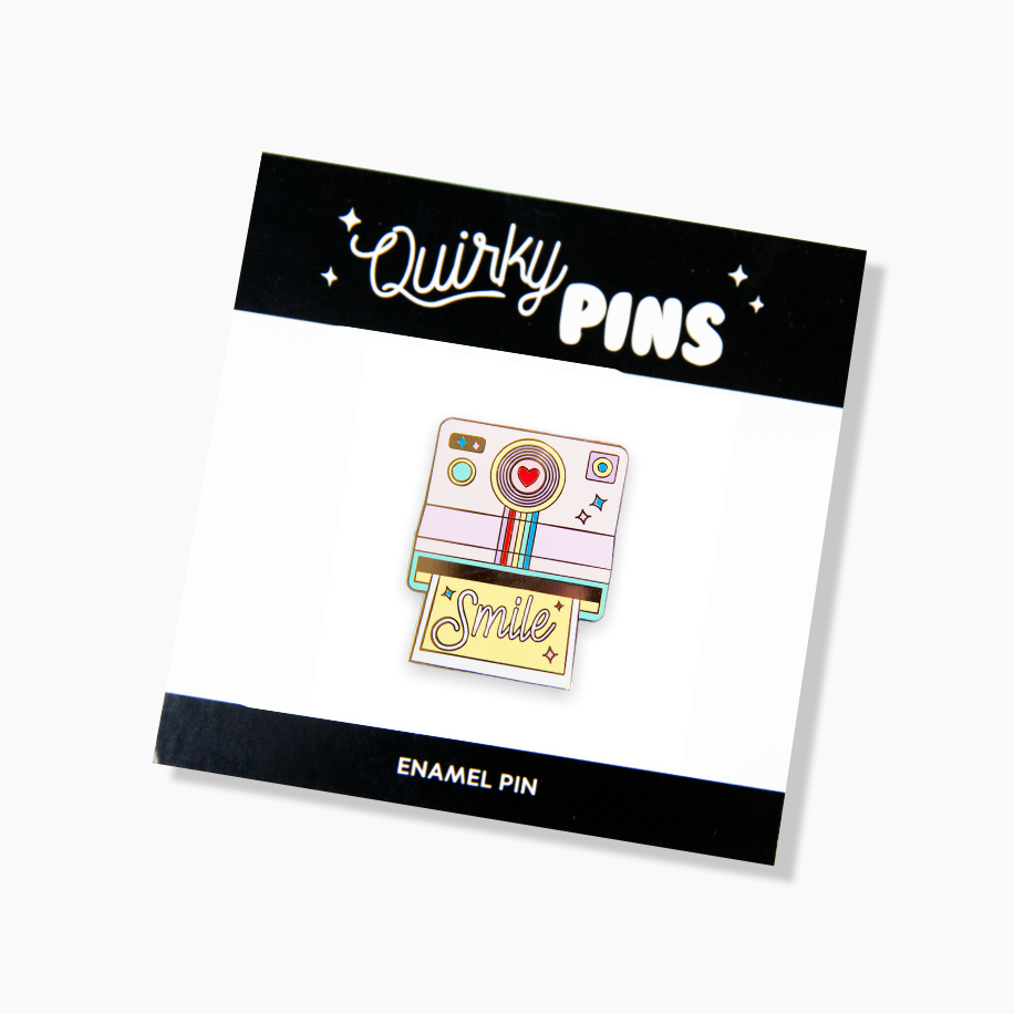 Rainbow Polaroid Camera Smile Enamel Pin