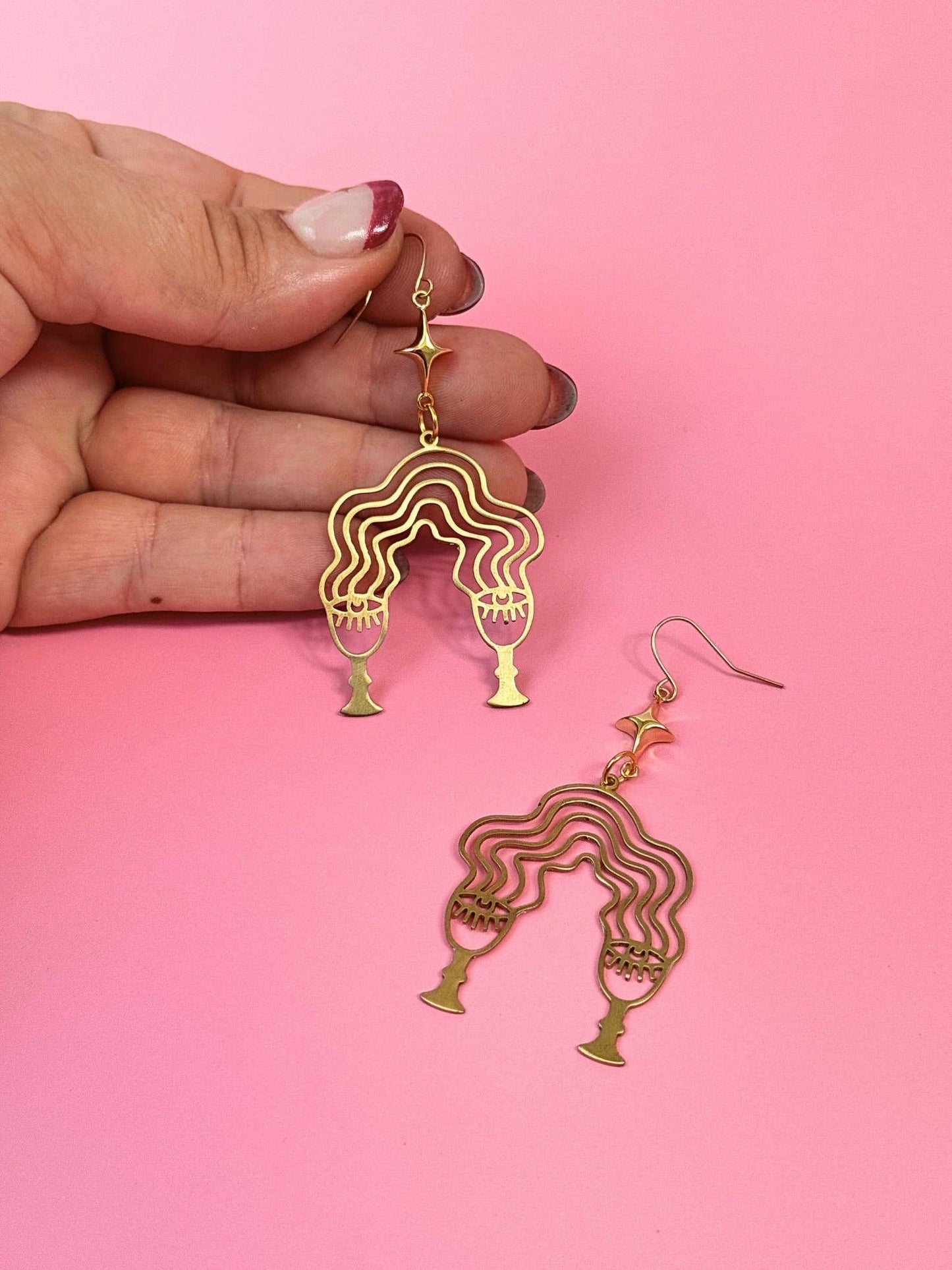 Abstract Organic Brass Dangle Earrings