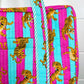 Pink & Blue Quilted Tiger Print Duffle Bag