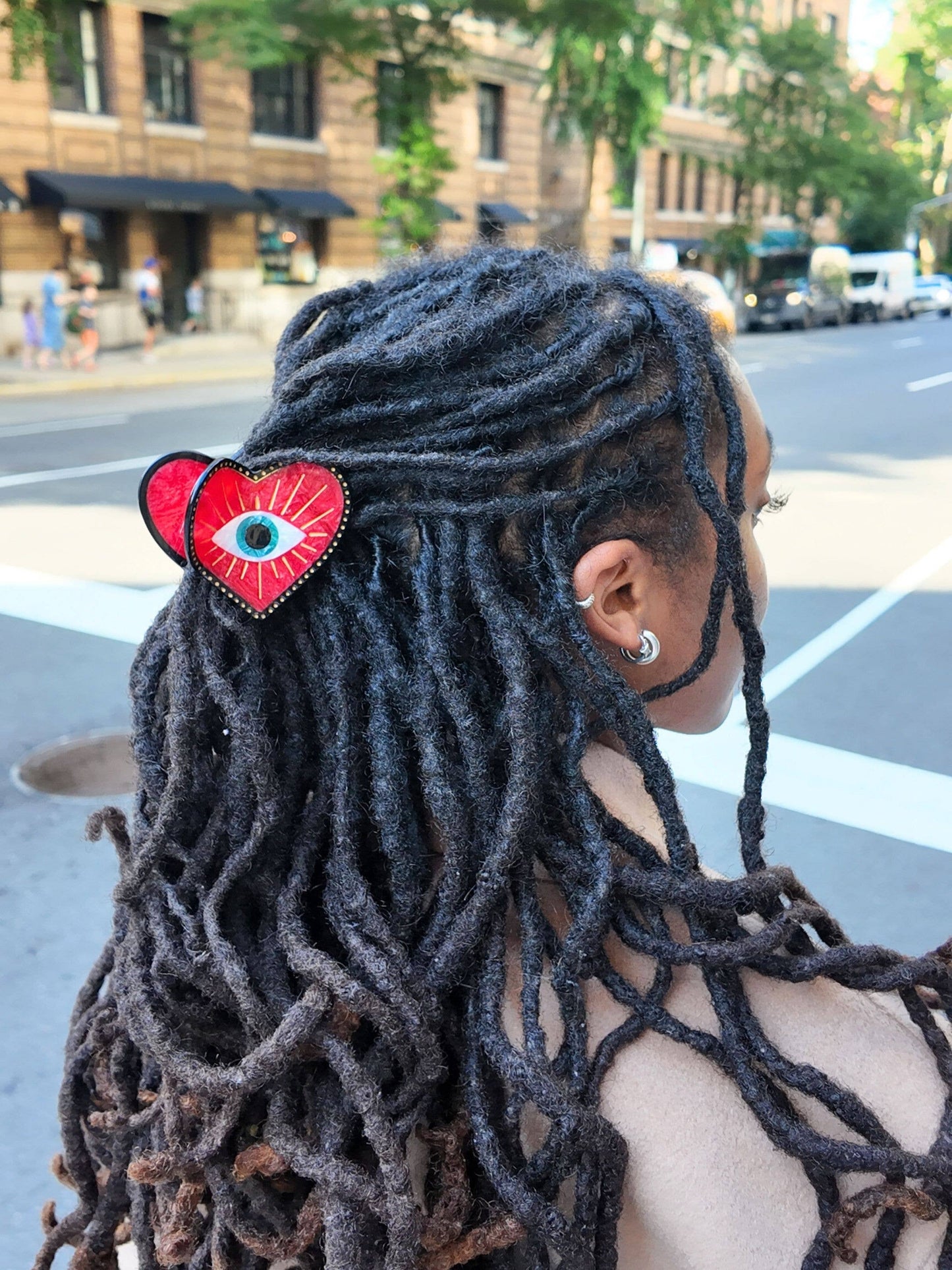 Hand-painted Lucky Eye Heart Hair Claw Clip