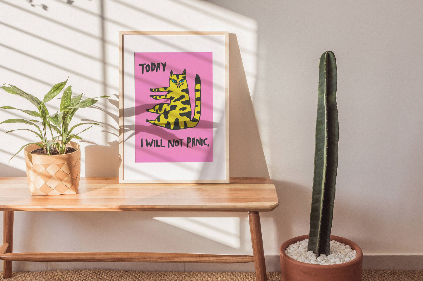 Today I Will Not Panic Art Print Pink 11 x 14