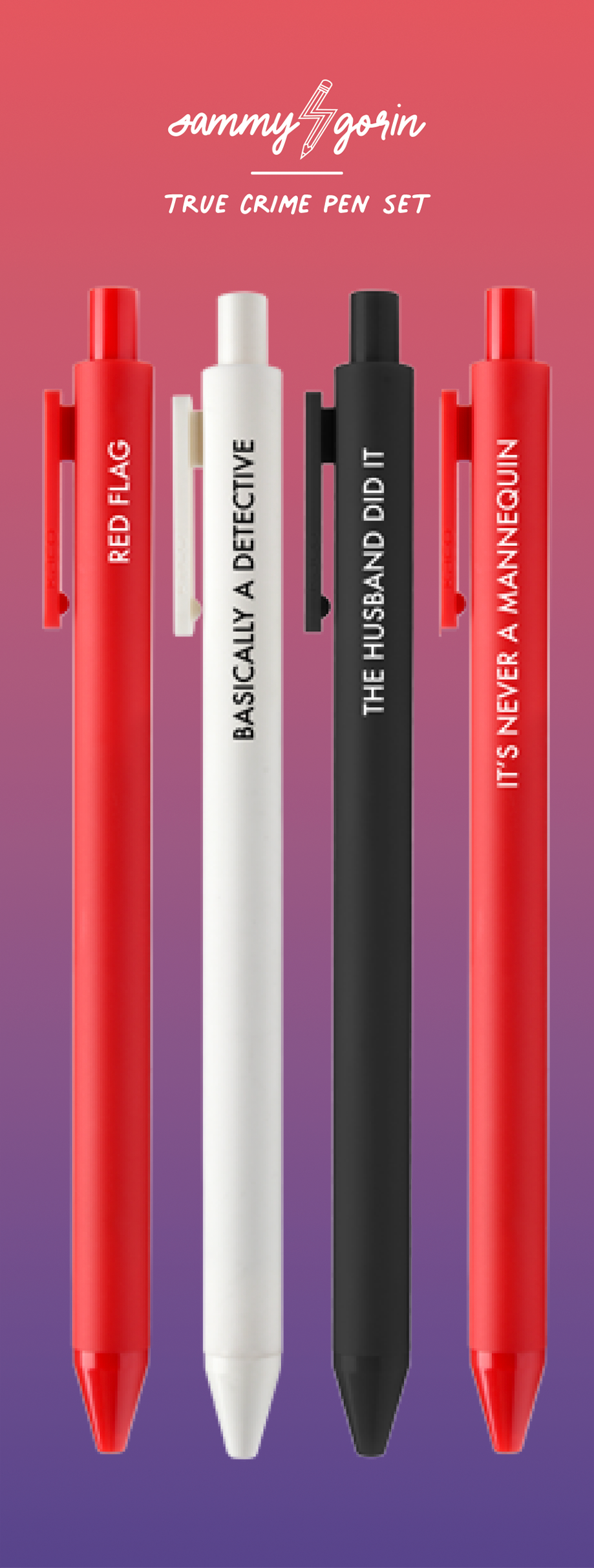 True Crime Gel Pen Set