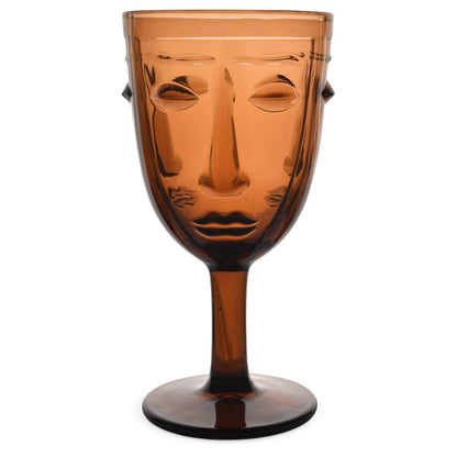 Amber Face Wine Glass