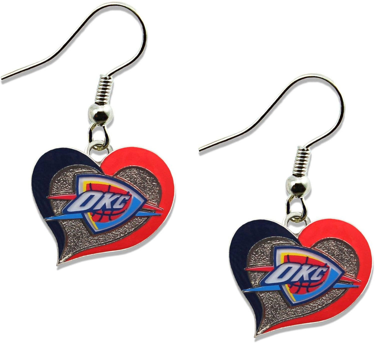 NBA Oklahoma City Thunder Swirl Heart Earrings