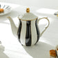 Black and White Scallop Fine Porcelain 11 Piece Tea Set