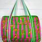 Pink & Green Handmade Quilted Tiger Print Duffle