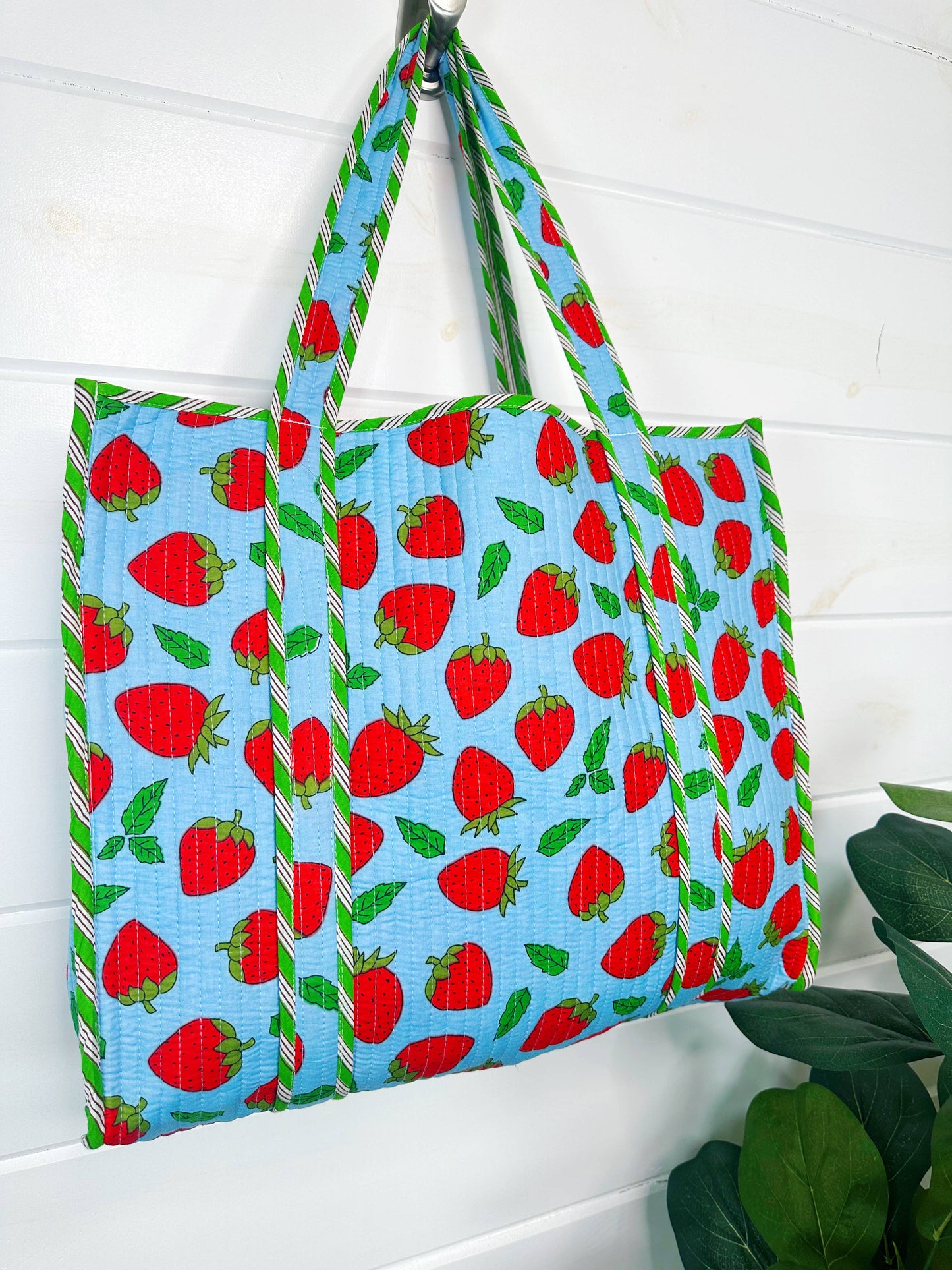 Blue Strawberry Bag Shopping Tote