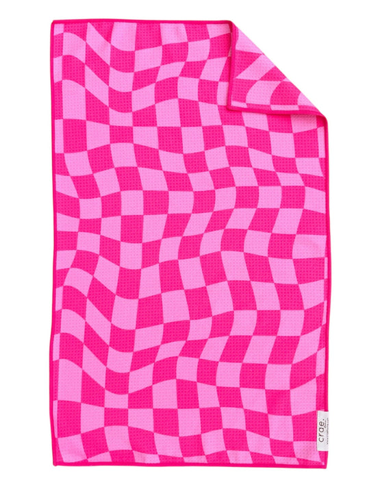 Pink Checkered Double-Sided Hand Towel