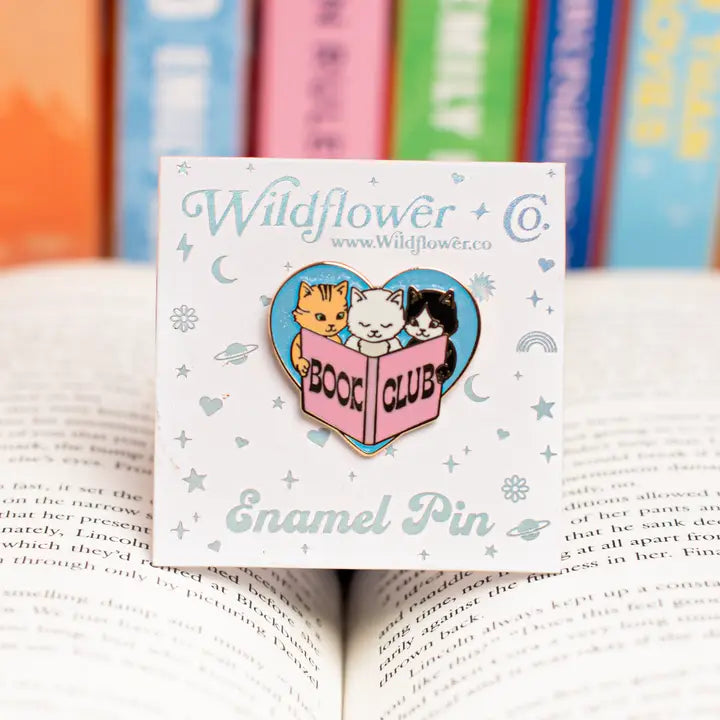 Cat Book Club Enamel Pin