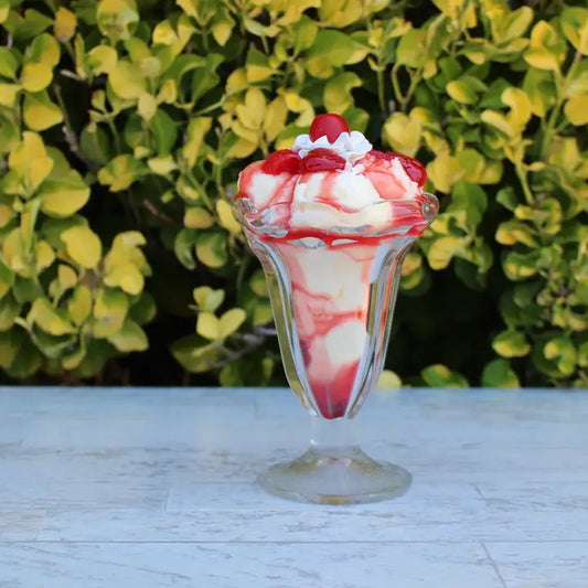 Fake Strawberry Sundae Topped with a Cherry