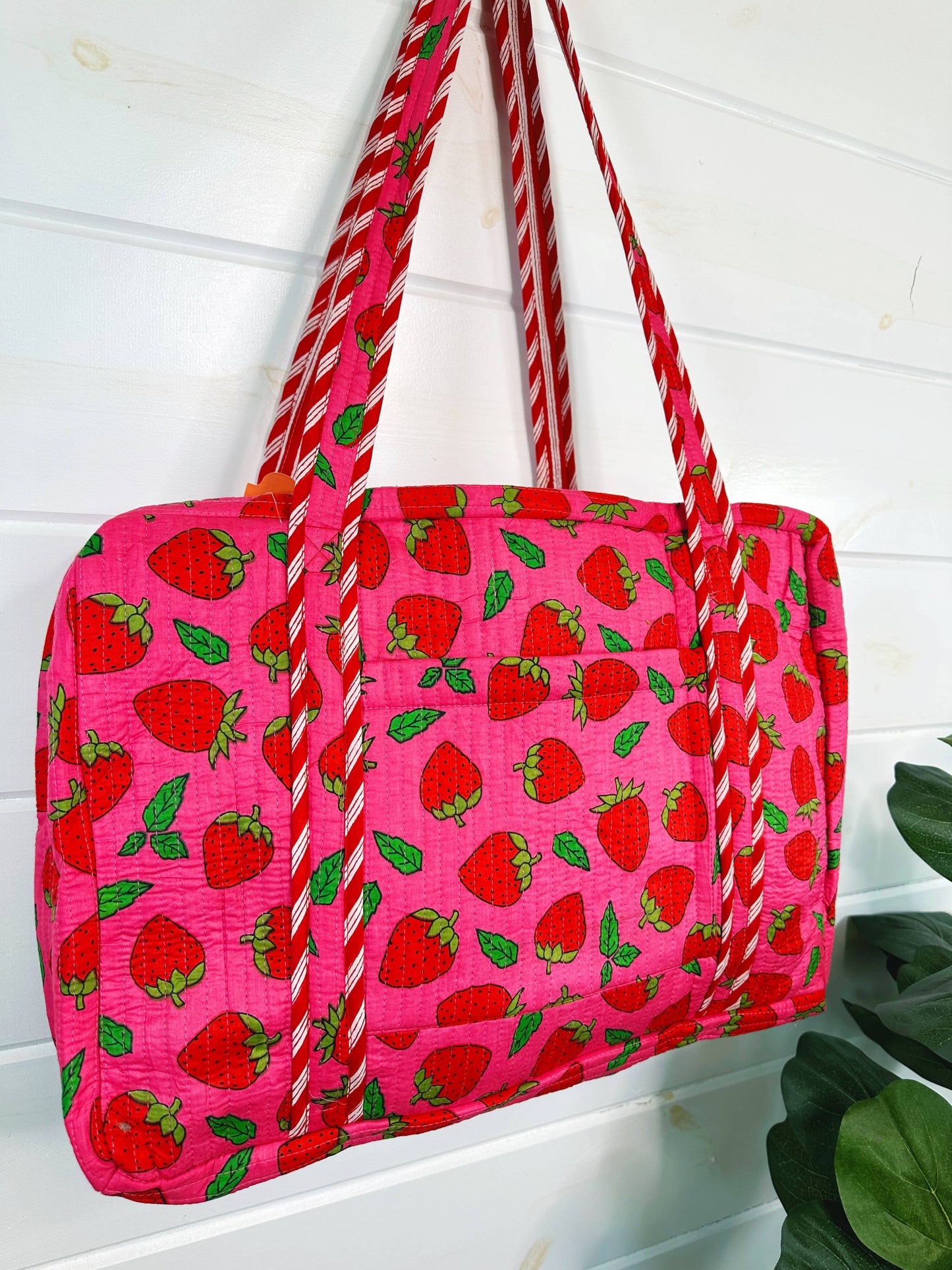 Strawberry Quilted Duffle Bag