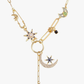 Celestial Coin Charm Hamsa Necklace