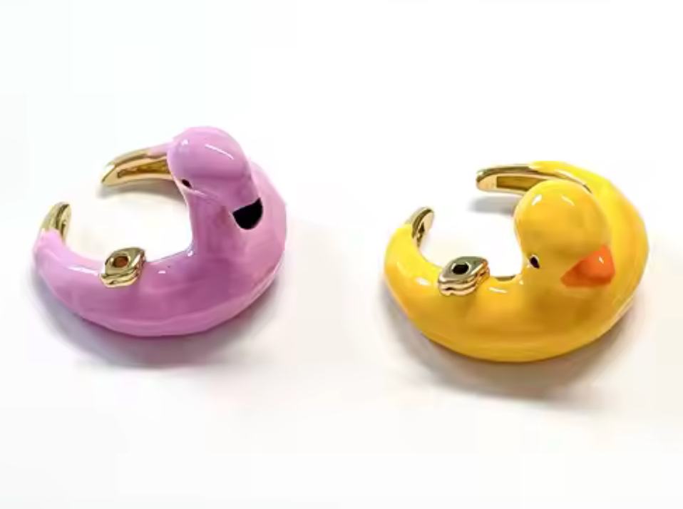 Duckie Pool Float Enamel Ring