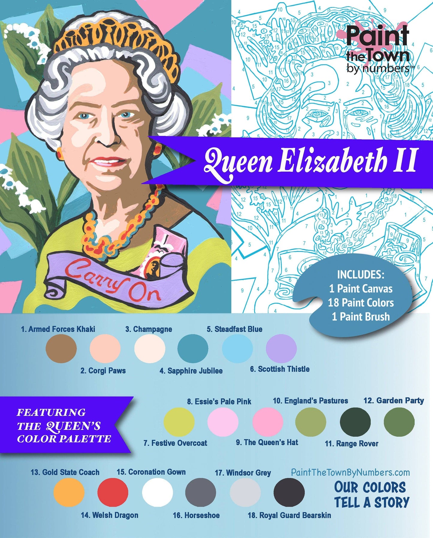 Queen Elizabeth II Paint by Number Kit 8”x10”