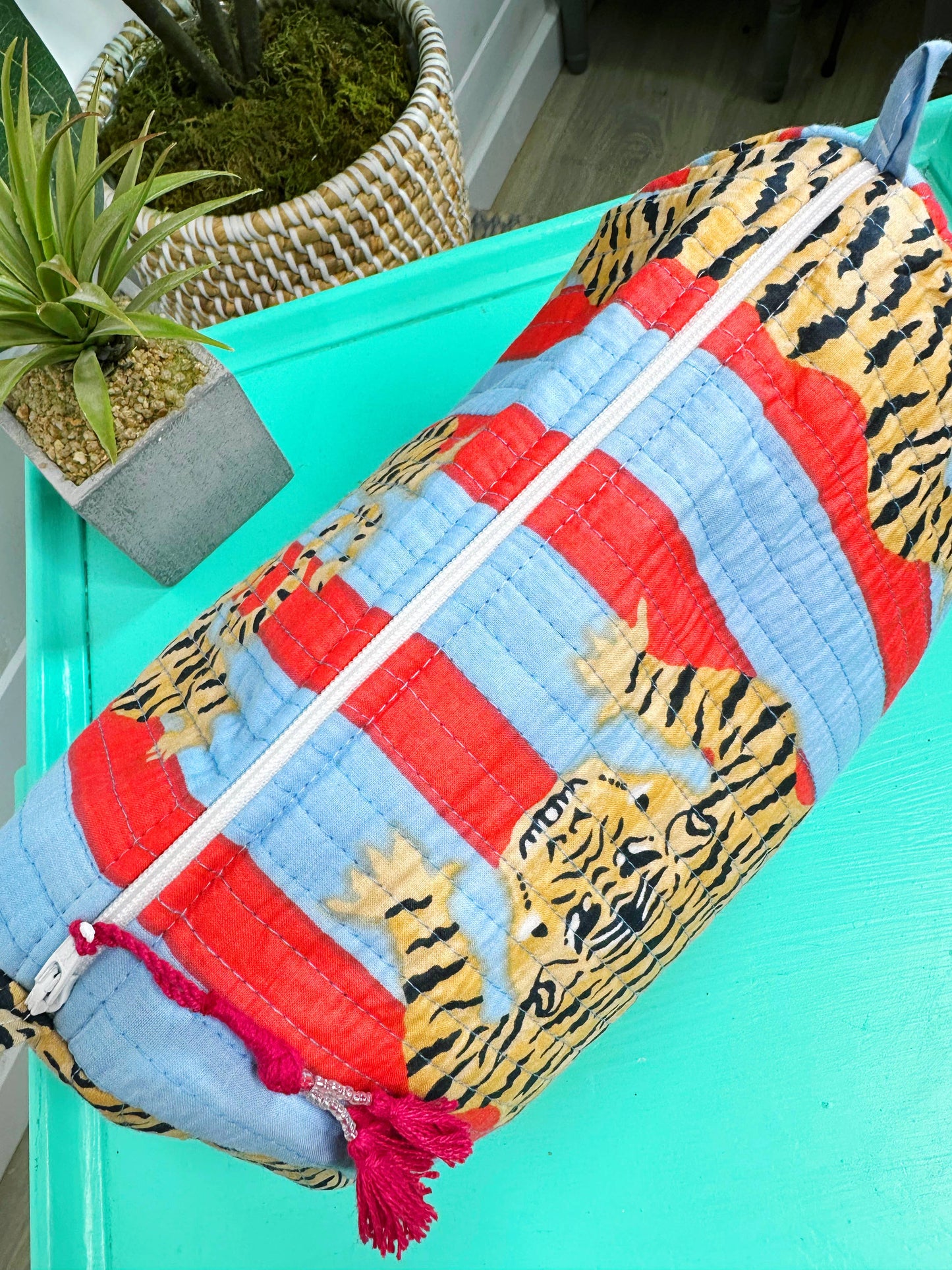 Quilted Tiger Cosmetic Bag