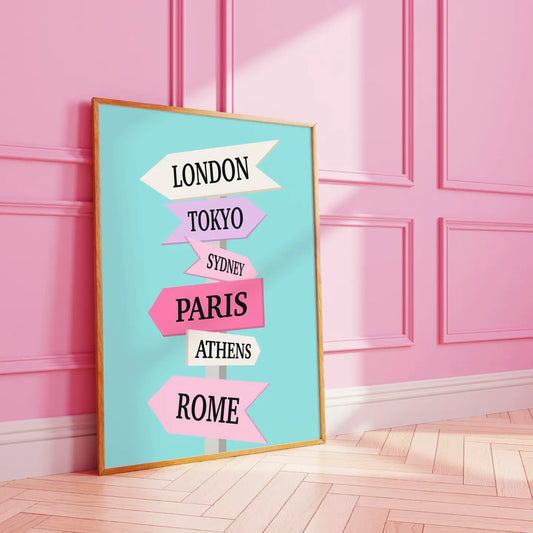 Cute Travel Sign Wall Print