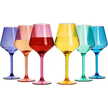 Unbreakable Colored Stemmed Wine Glasses Italian Acrylic