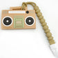 Silicone Boom Box Teether with Clip - Oatmeal