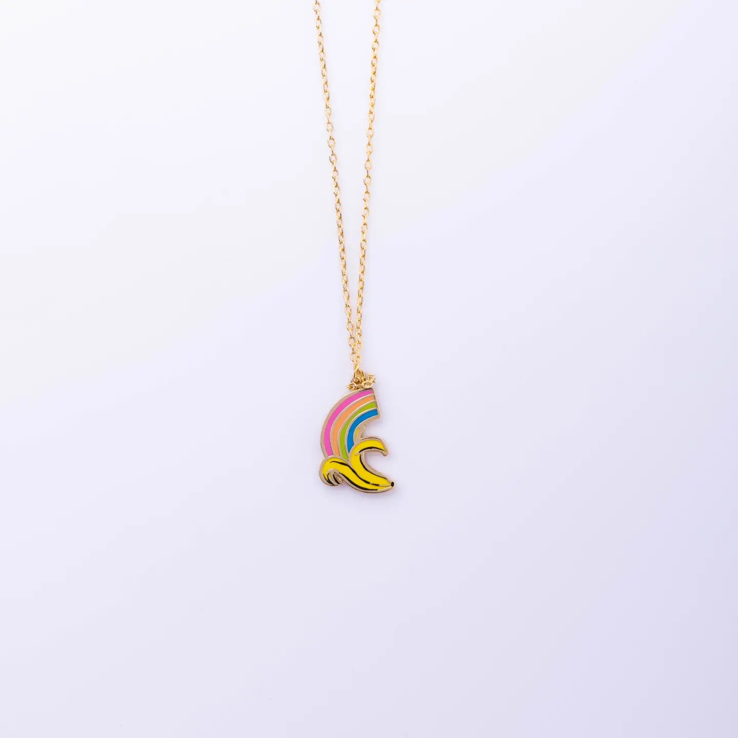 Banana Rainbow Pendant Necklace - 22k Gold Gilded Jewelry