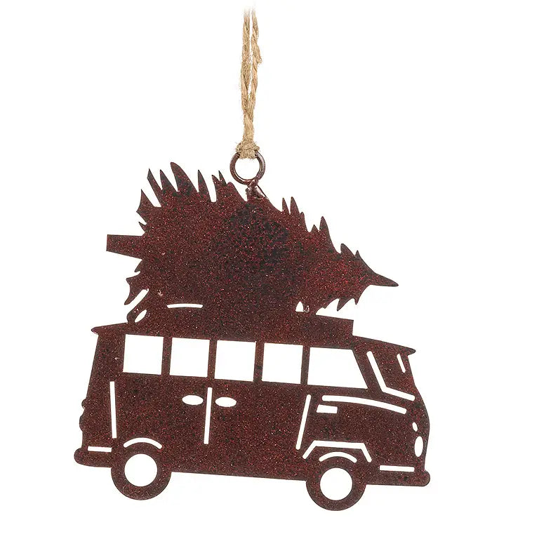 Bus with Tree Flat Ornament