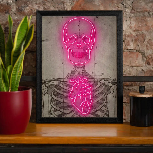 Neon Skeleton Vintage Diagram Print