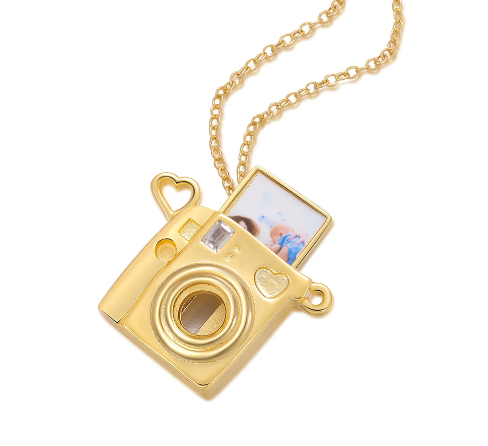 Polaroid Camera 14K Gold Steel Necklace