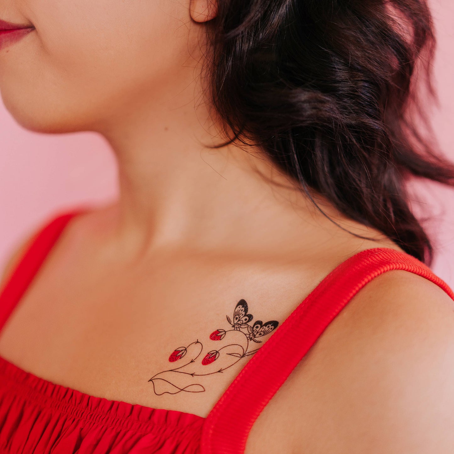 Strawberry Branch Tattoo Pair