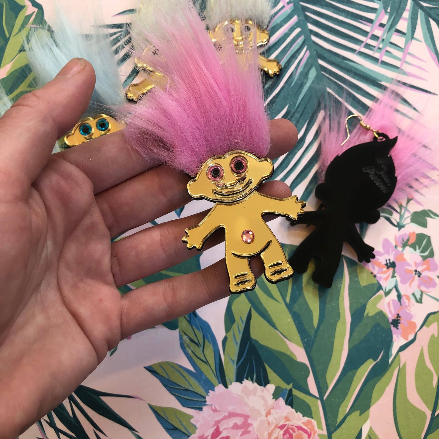 Pink Troll Earrings